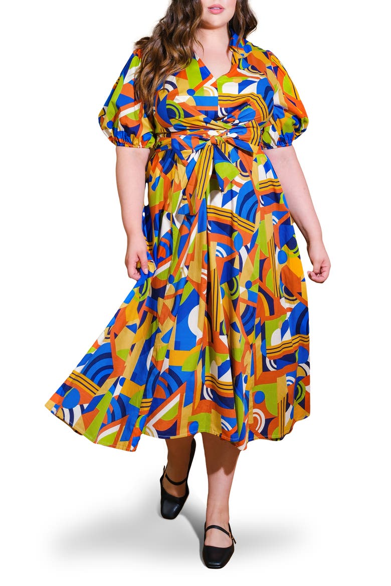 Printed Tie Waist Tiered Maxi Dress, Main, color, BLUE RUST