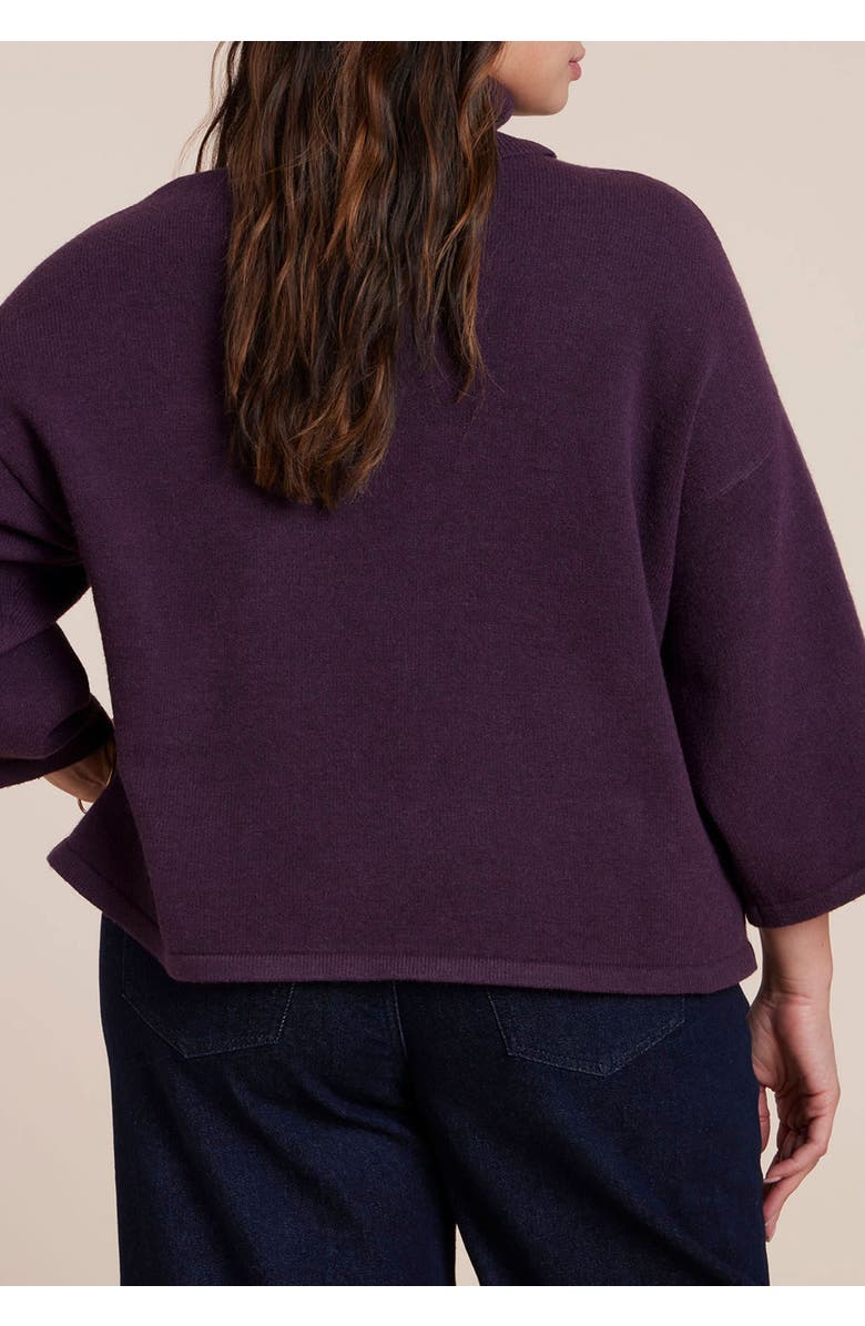 ELOQUII Boxy Three Quarter Sleeve Turtleneck, Alternate, color, Plum Purple