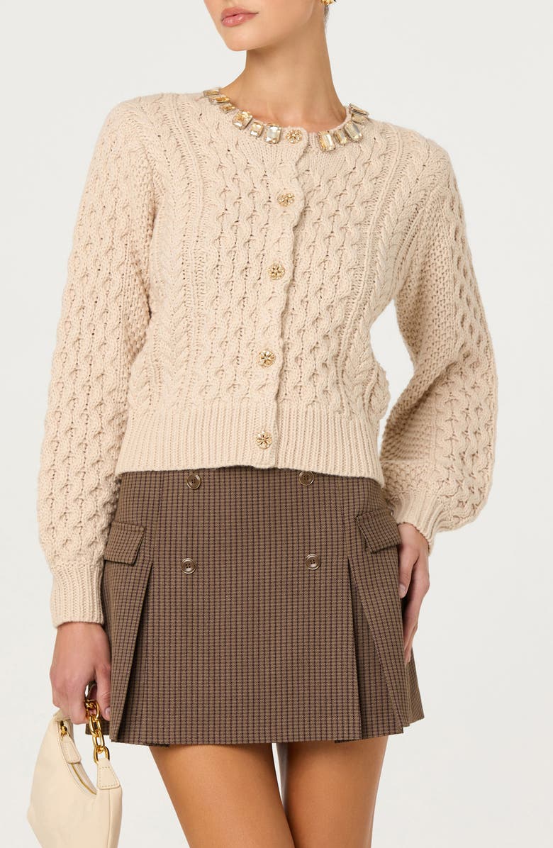 ASTR the Label Cathryn Embellished Cardigan, Main, color, Cream