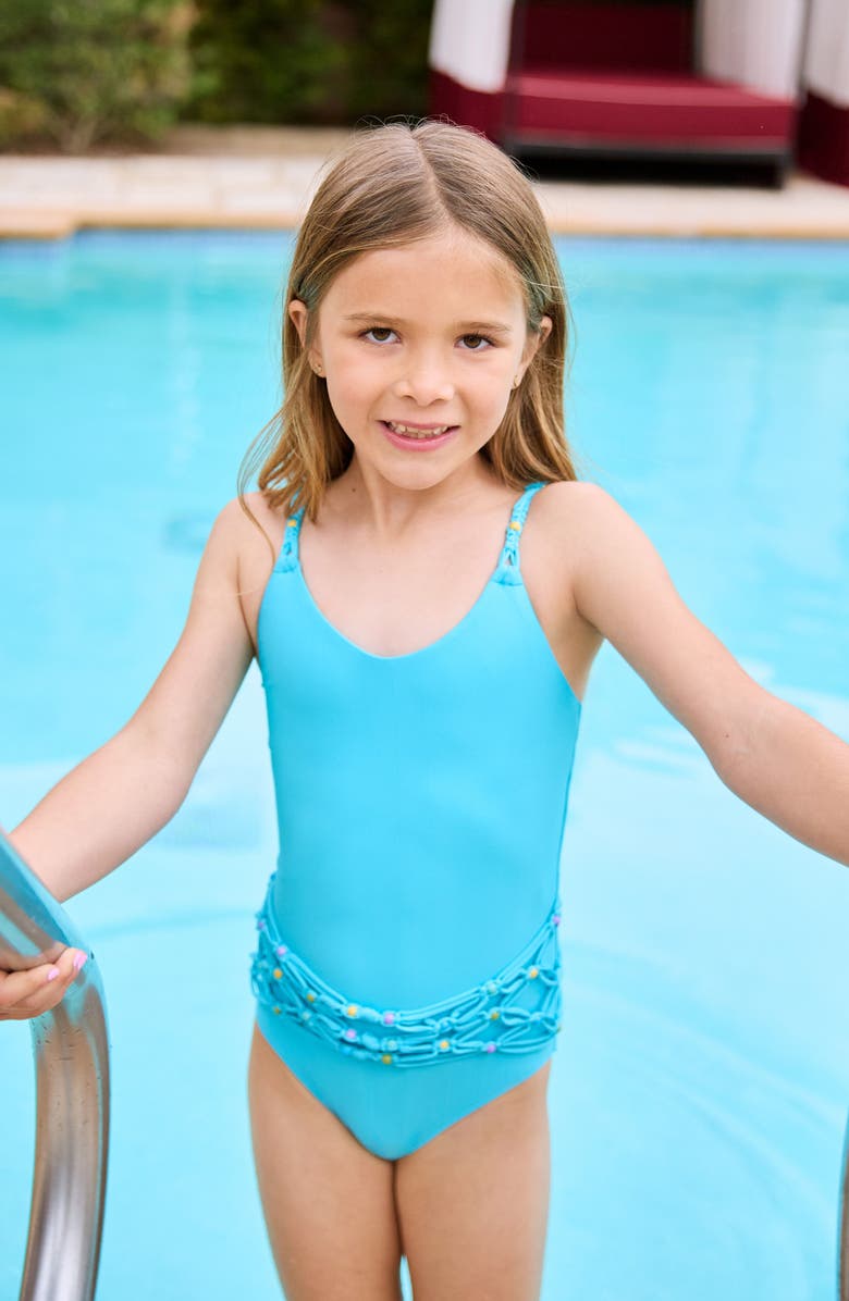 PQ SWIM Kids' Little Brynn Beaded One-Piece Swimsuit, Alternate, color, Kai