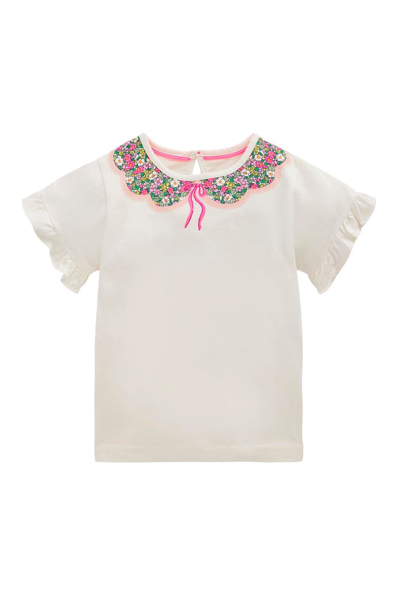 Kids' Collar Frill Sleeve T-Shirt, Main, color, IVORY FLORAL COLLAR