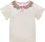 Mini Boden Kids' Collar Frill Sleeve T-Shirt