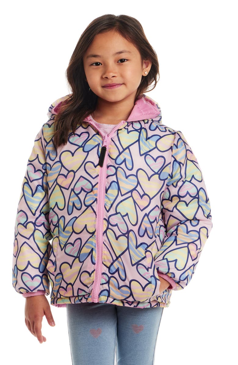 Andy & Evan Kids' Reversible Puffer Jacket, Alternate, color, Pink Hearts