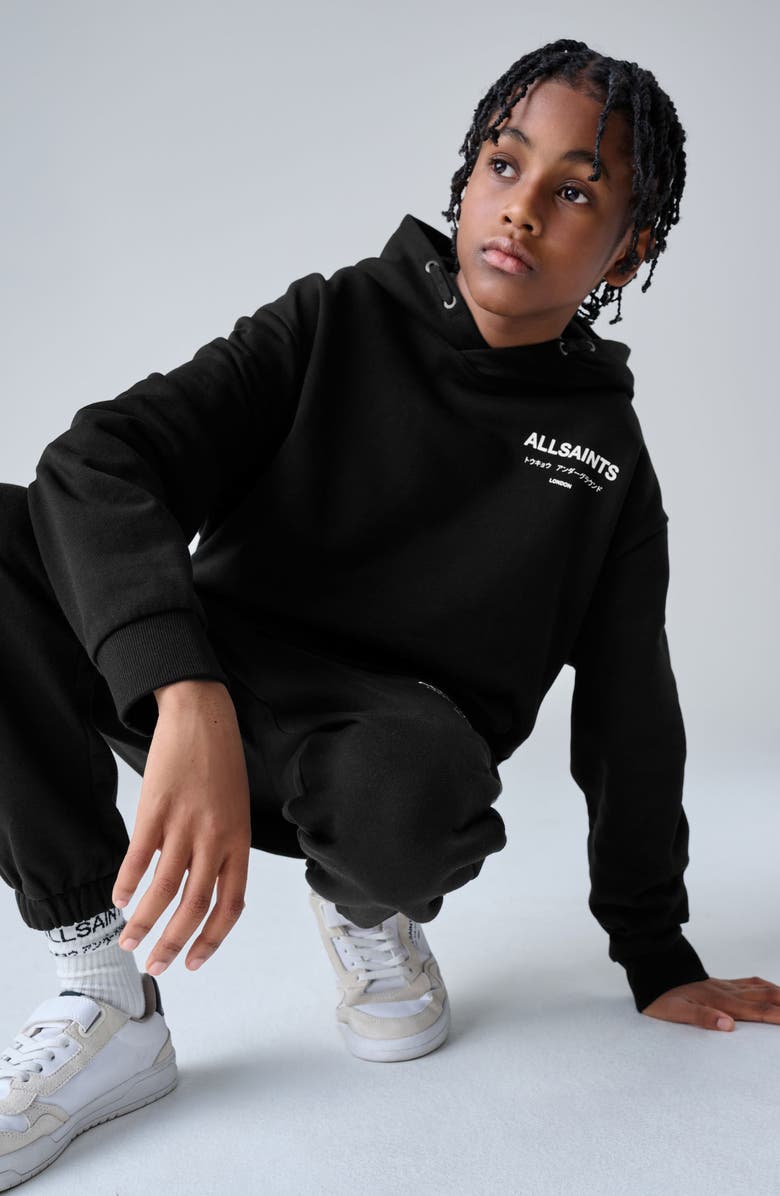 smALLSAINTS by ALLSAINTS Kids' Underground Graphic Cotton Hoodie, Alternate, color, Black