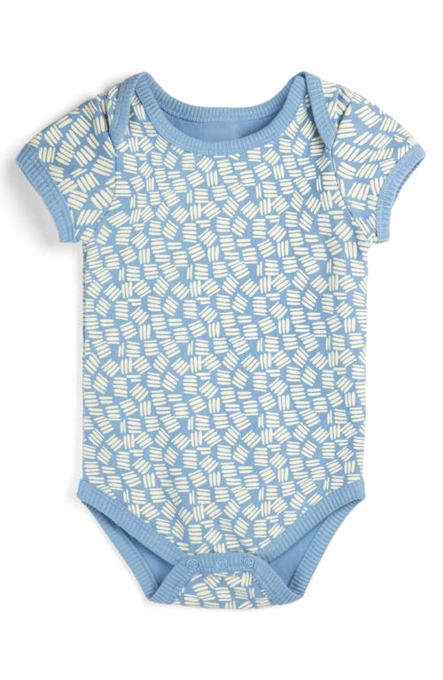 Mightly Organic Cotton Short Sleeve Bodysuit In Chambray Twig