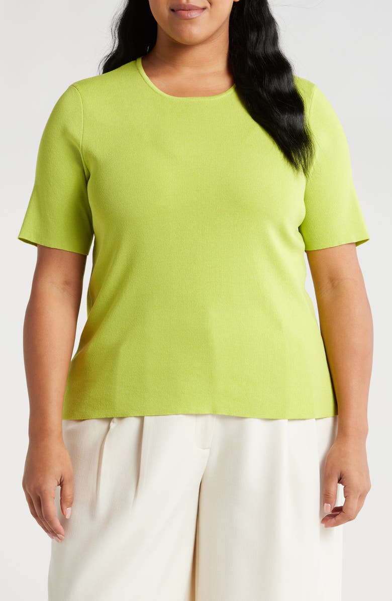 Tahari ASL Short Sleeve Sweater, Main, color, Lime