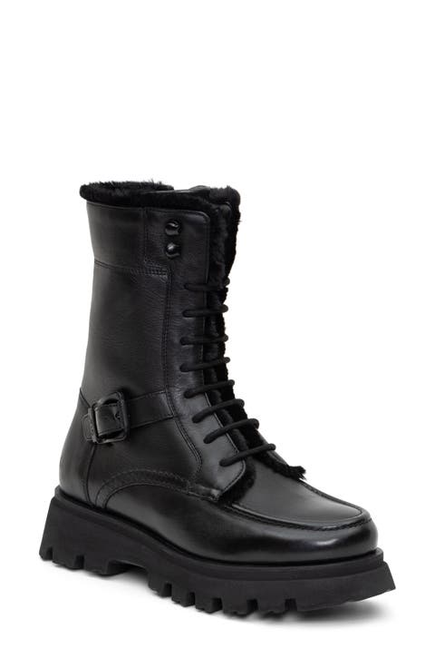 Kaiza Faux Fur Lined Combat Boot (Women)