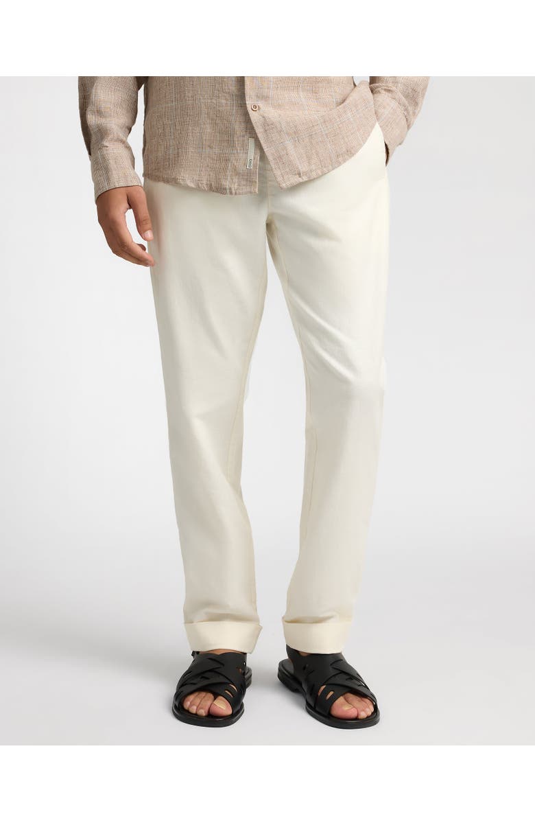 Onia Linen Cotton Stretch Cuff Pant, Main, color, Egret