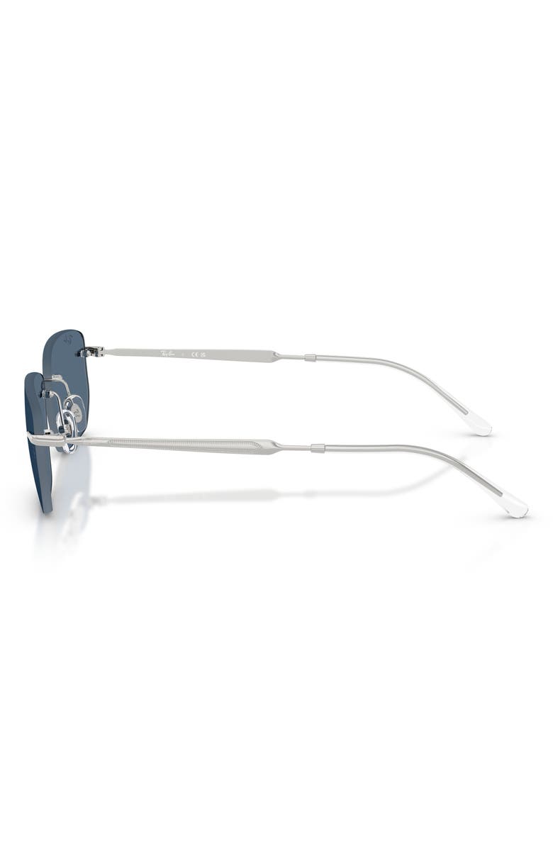 Ray-Ban 56mm Rimless Rectangular Sunglasses, Alternate, color, Silver / Dark Blue