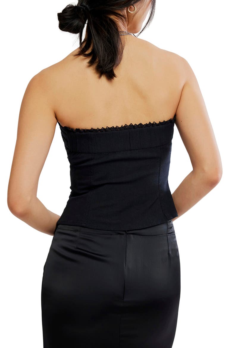Nikki Lace Detail Strapless Corset, Alternate, color, BLACK