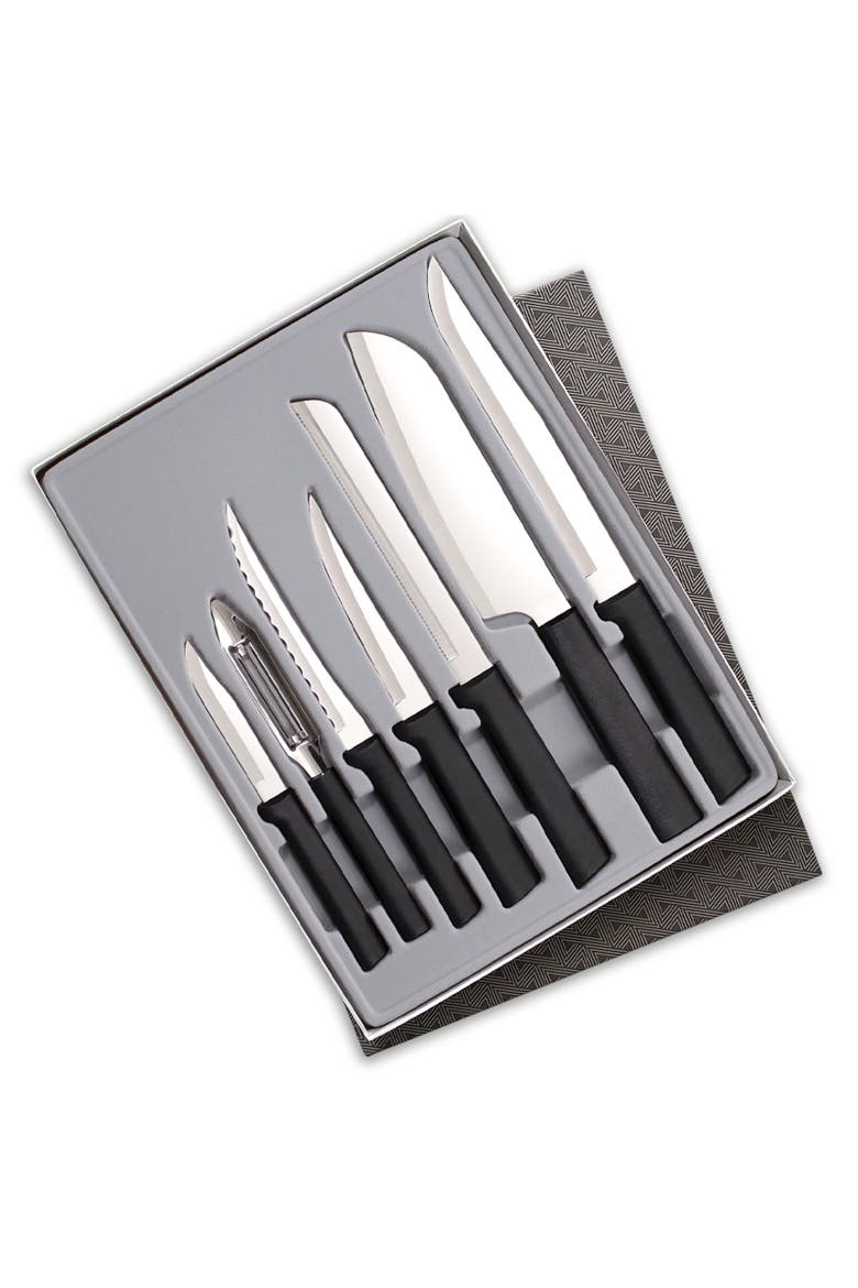 7 Piece Knife Starter Set with Gift Box, Main, color, Black