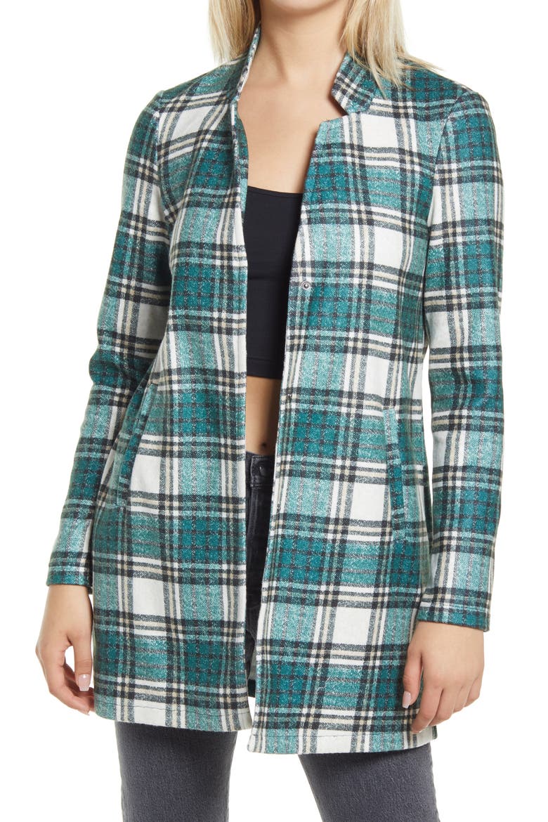 Katrine Buffalo Plaid Brushed Jacket, Main, color, SEA MOSS CHECKS