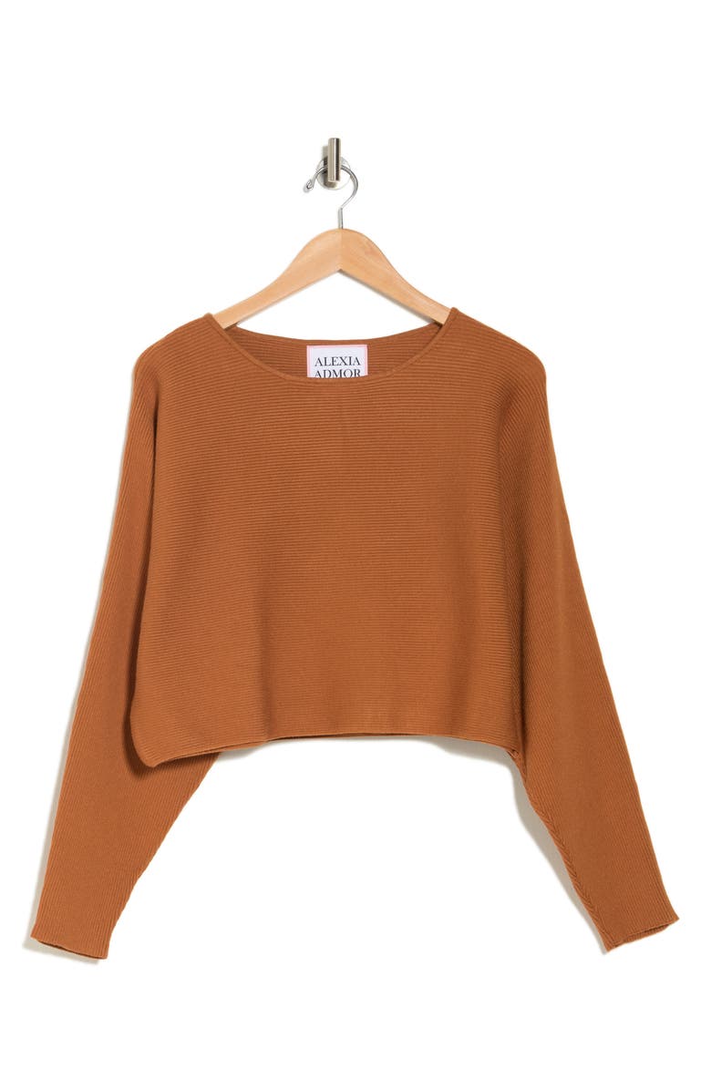 Alexia Admor Ribbed Knit Dolman Sleeve Top, Alternate, color, Camel