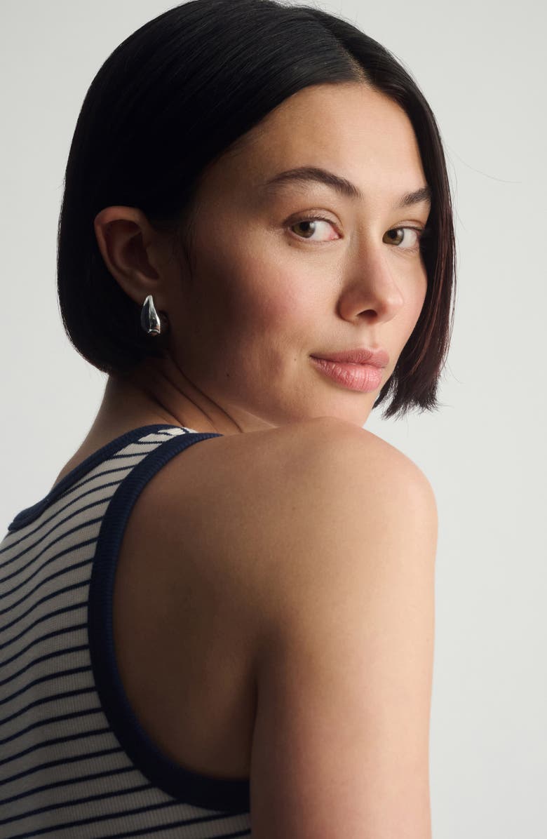 Brooklyn Industries Outher Space Stripe Rib Stretch Cotton Crop Tank, Alternate, color, Outher Space Stripe