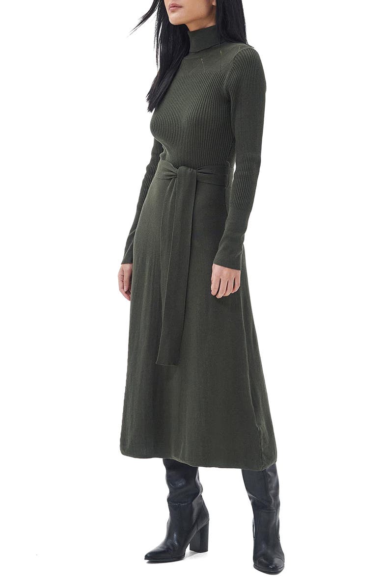 Barbour Laverne Belted Turtleneck Sweater Dress, Alternate, color,