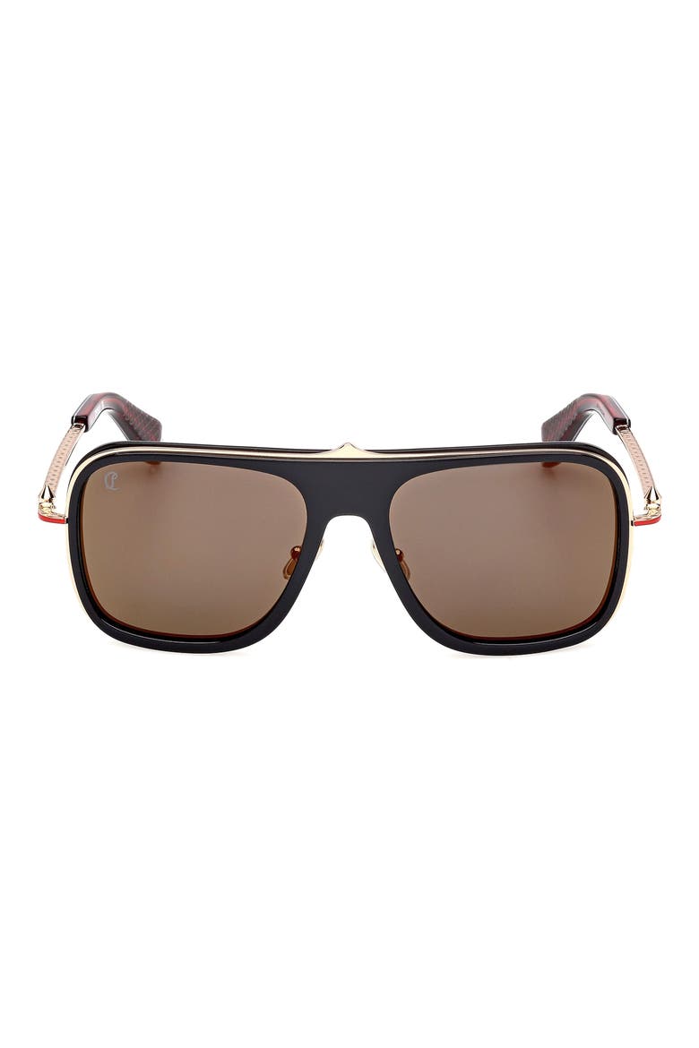 62mm Mirrored Navigator Sunglasses, Main, color, BLACK / GOLD RED ENAMEL