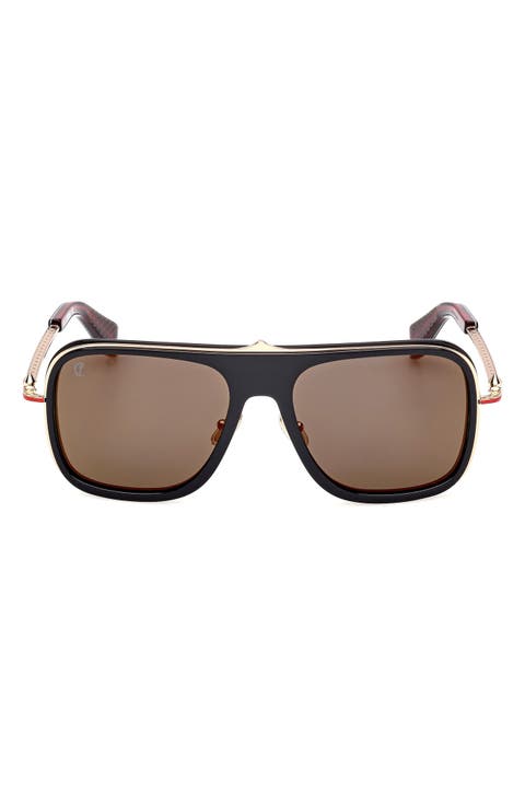 62mm Mirrored Navigator Sunglasses