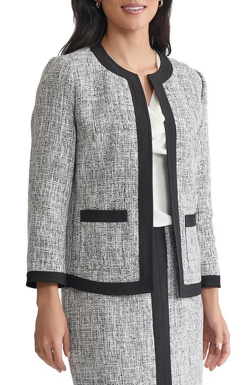 Kasper Womens Tweed Framed Jacket Mixed Media Top Skirt In Gray