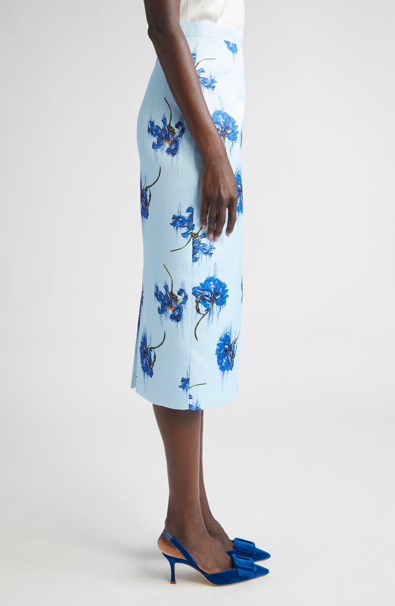 Emilia Wickstead Lorelei Floral Pencil Skirt, Alternate, color, Little Lillies On Blue