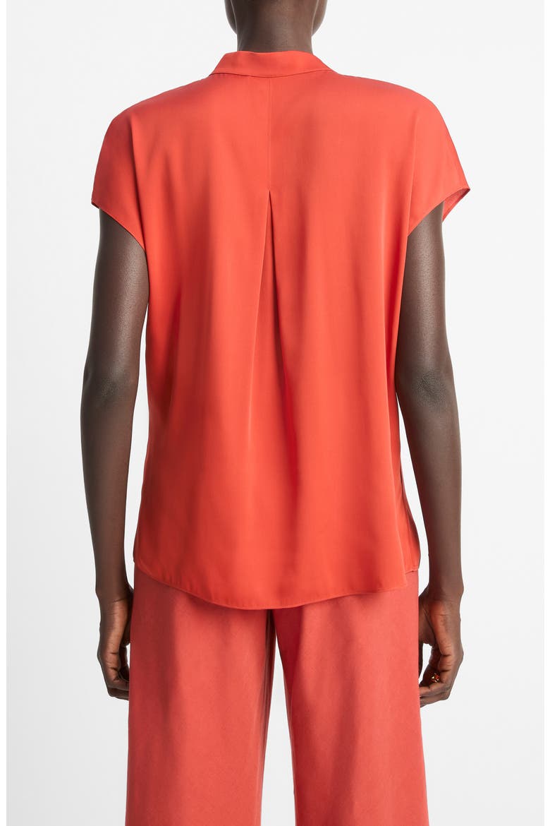 Cap Sleeve Silk Blend Top, Alternate, color, BRICK ROSE/ RED