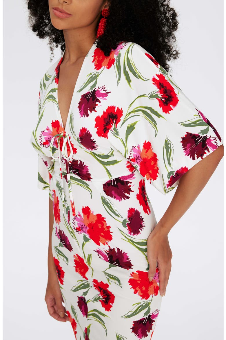 Valerie Floral Midi Dress, Alternate, color, DIANTHUS LARGE MED RED