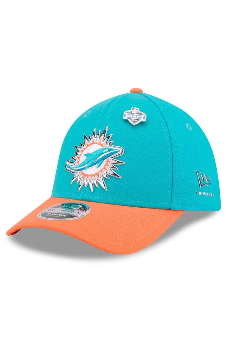 New Era Men's New Era  Aqua/Orange Miami Dolphins 2026 NFL Draft 39THIRTY M-Crown Flex Hat, Main, color, Aqua