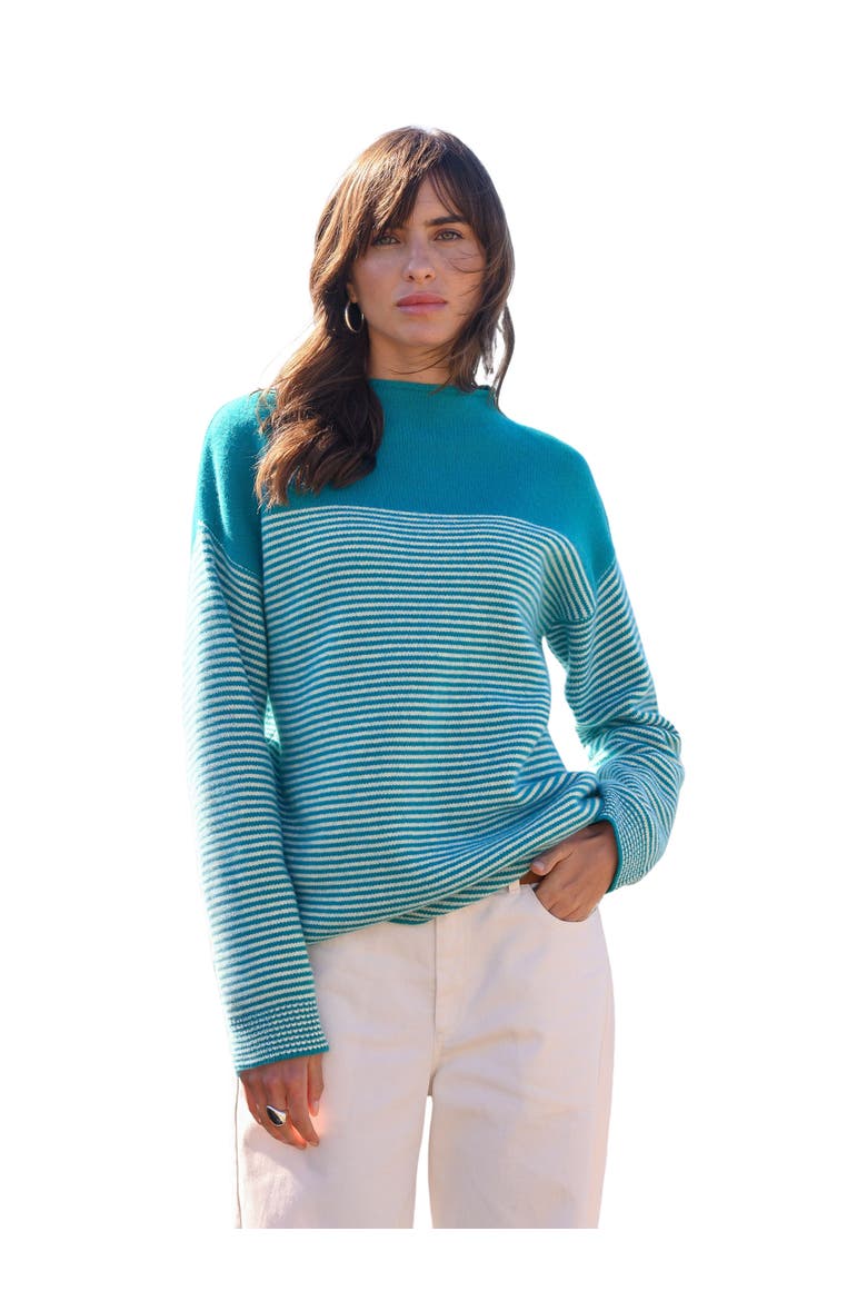 Felted Funnel Neck Sweater, Main, color, KINGFISHER BLUE MICRO
