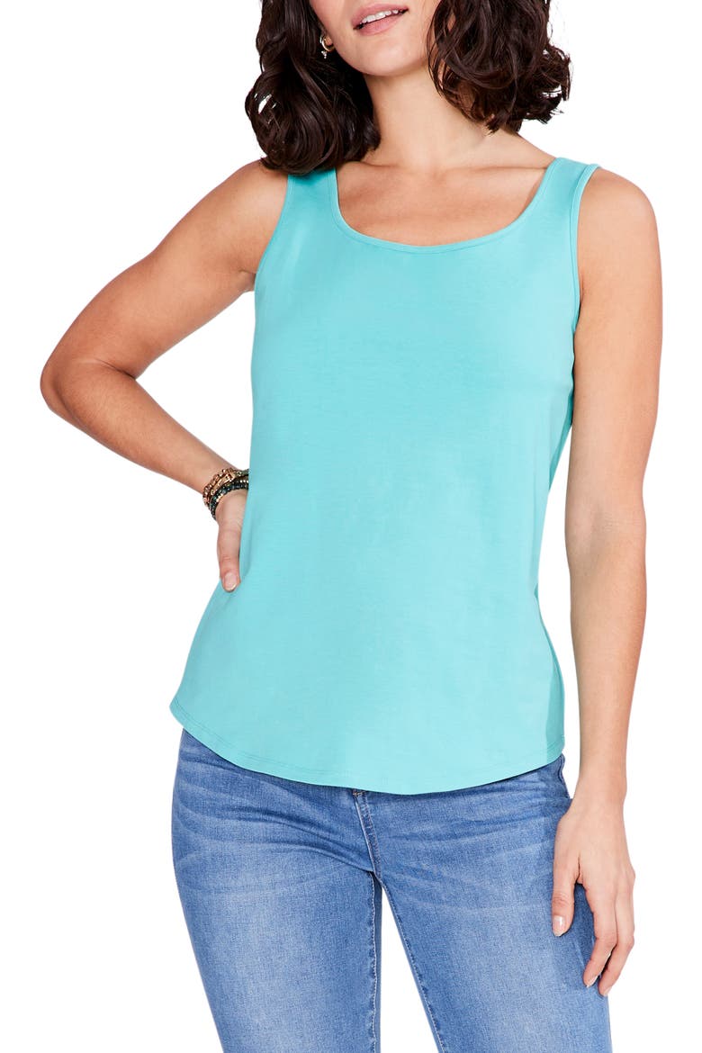 Perfect Shirttail Cotton Blend Tank, Main, color, AQUA
