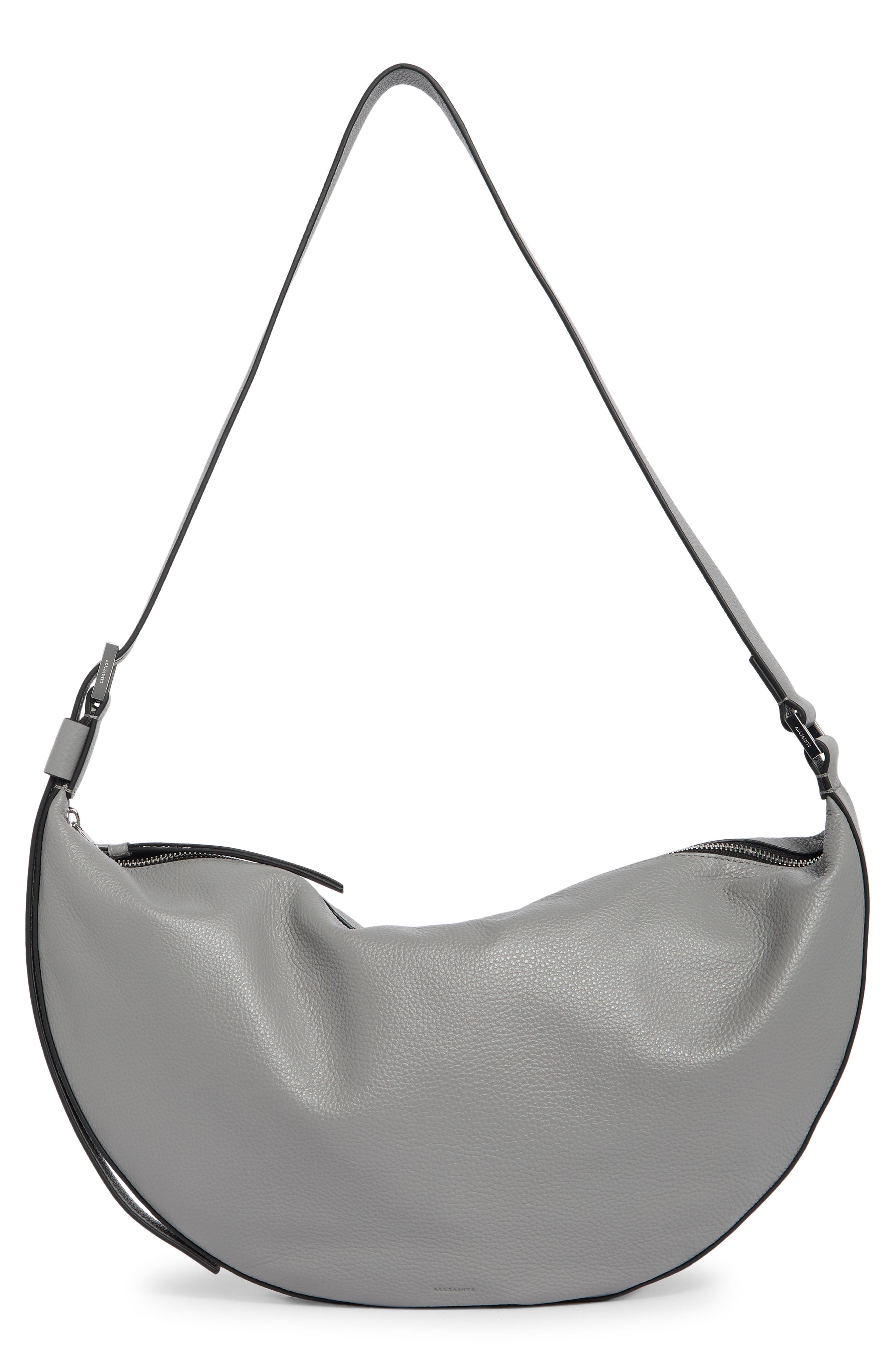 Half Moon Leather Shoulder Bag, Main, color, SLATE BLUE