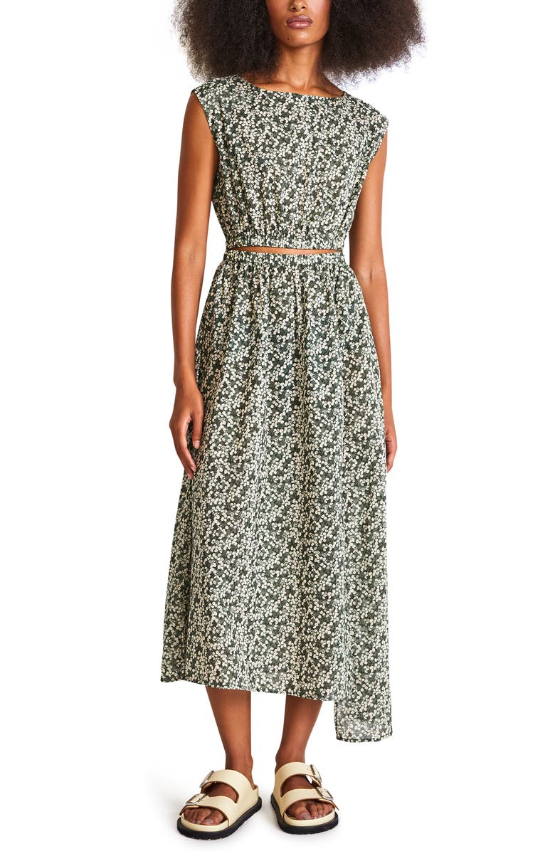 Apiece Apart Marietta Cutout Floral Organic Cotton Midi Dress, Main, color, 