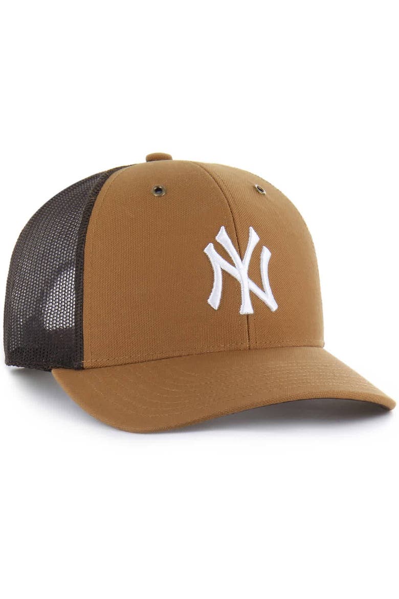 Men's Carhartt x '47  Brown New York Yankees Trucker Adjustable Hat, Alternate, color, Brown