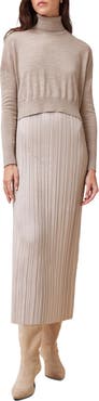 AllSaints Vittoria Merino Wool High-Low Sweater & Micropleat Midi Dress Set