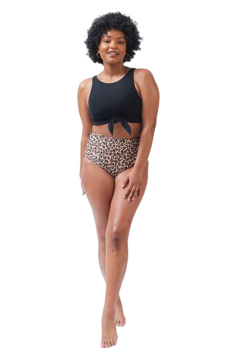 Lime Ricki Swimwear Knotted Crop Top, Main, color, Black