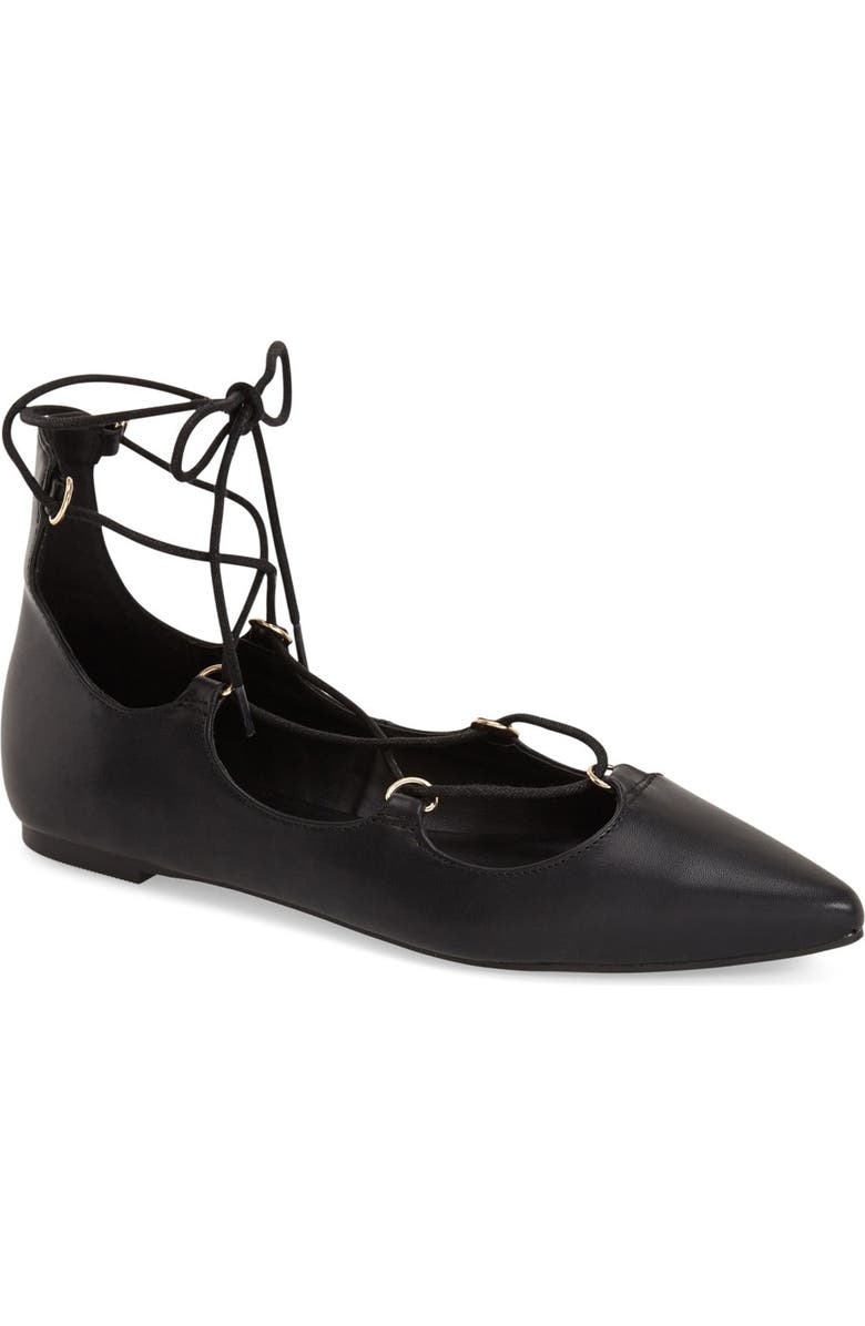 Topshop 'Fancy' Pointy Toe Ghillie Flat, Main, color,