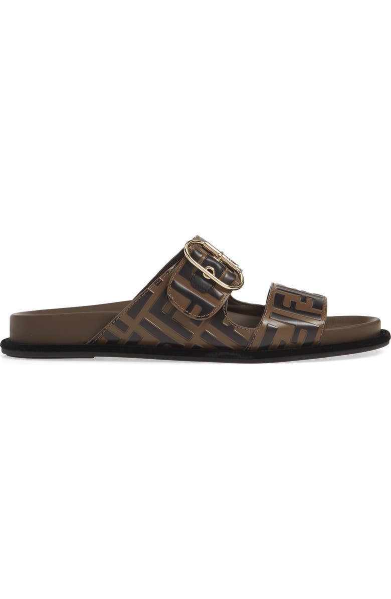 Fendi FF Logo Buckle Slide Sandal, Alternate, color,