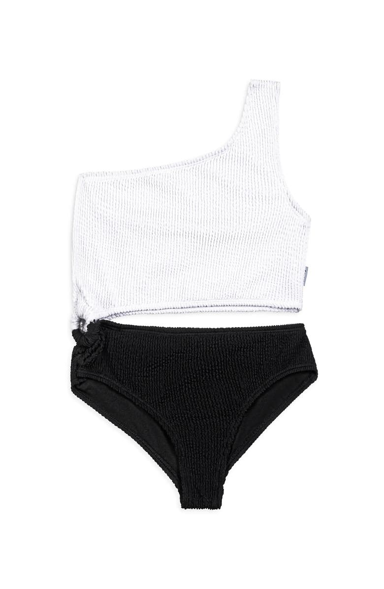 Limeapple Crinkle Cutout One Piece Swimsuit, Alternate, color,