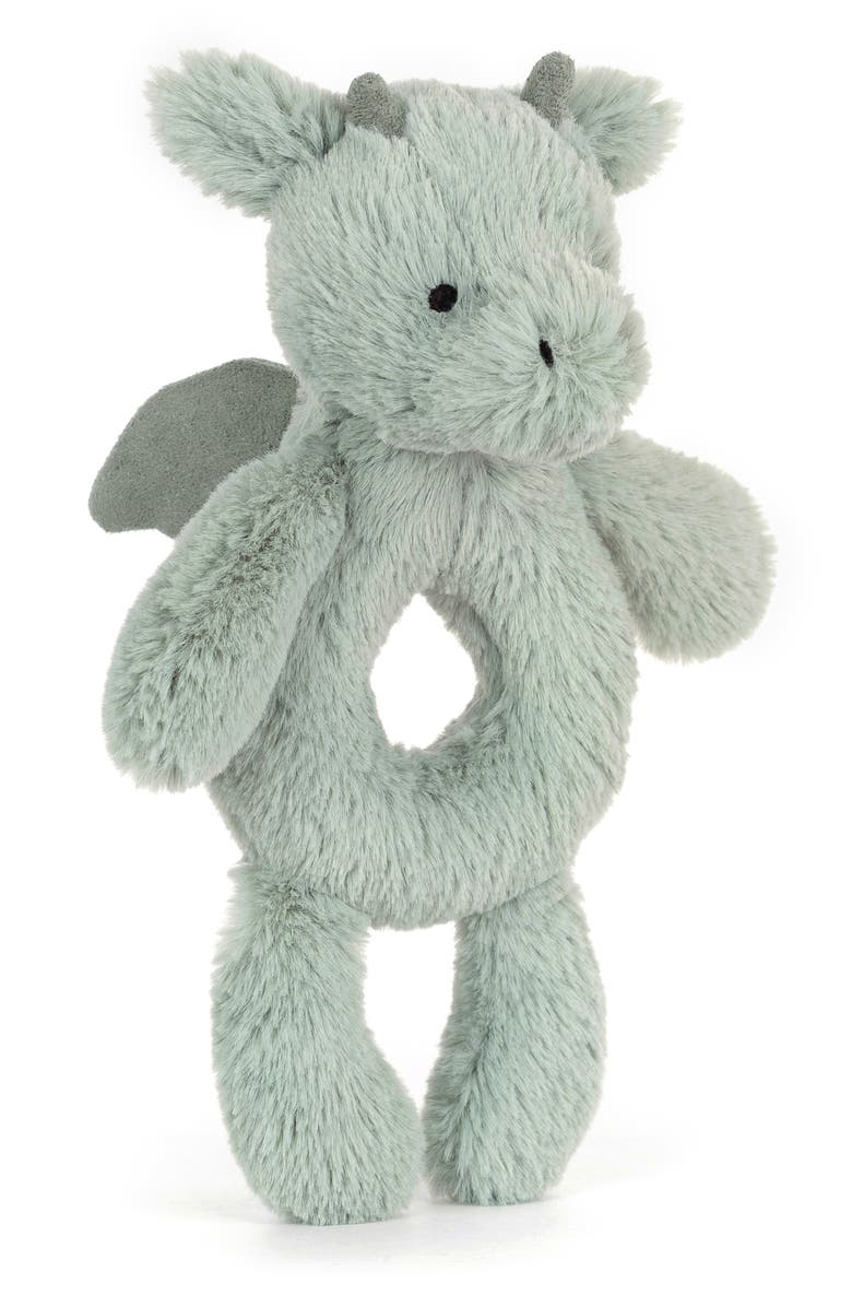 Jellycat Bashful Dragon Ring Rattle, Main, color, Green