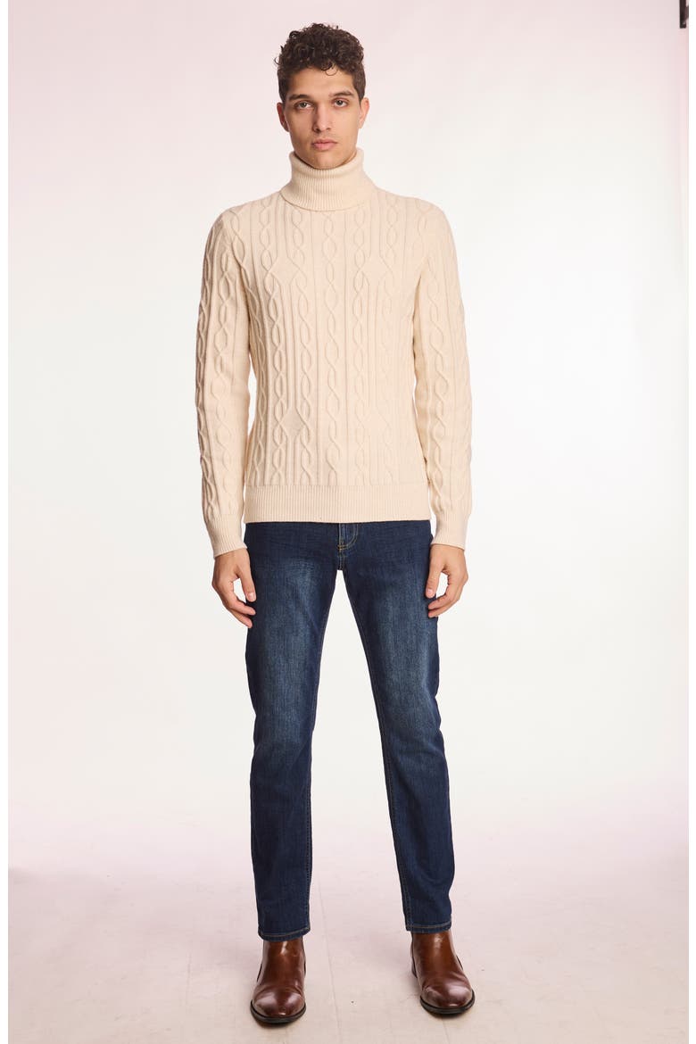 Cable Stitch Turtleneck Sweater, Alternate, color, BONE DUST