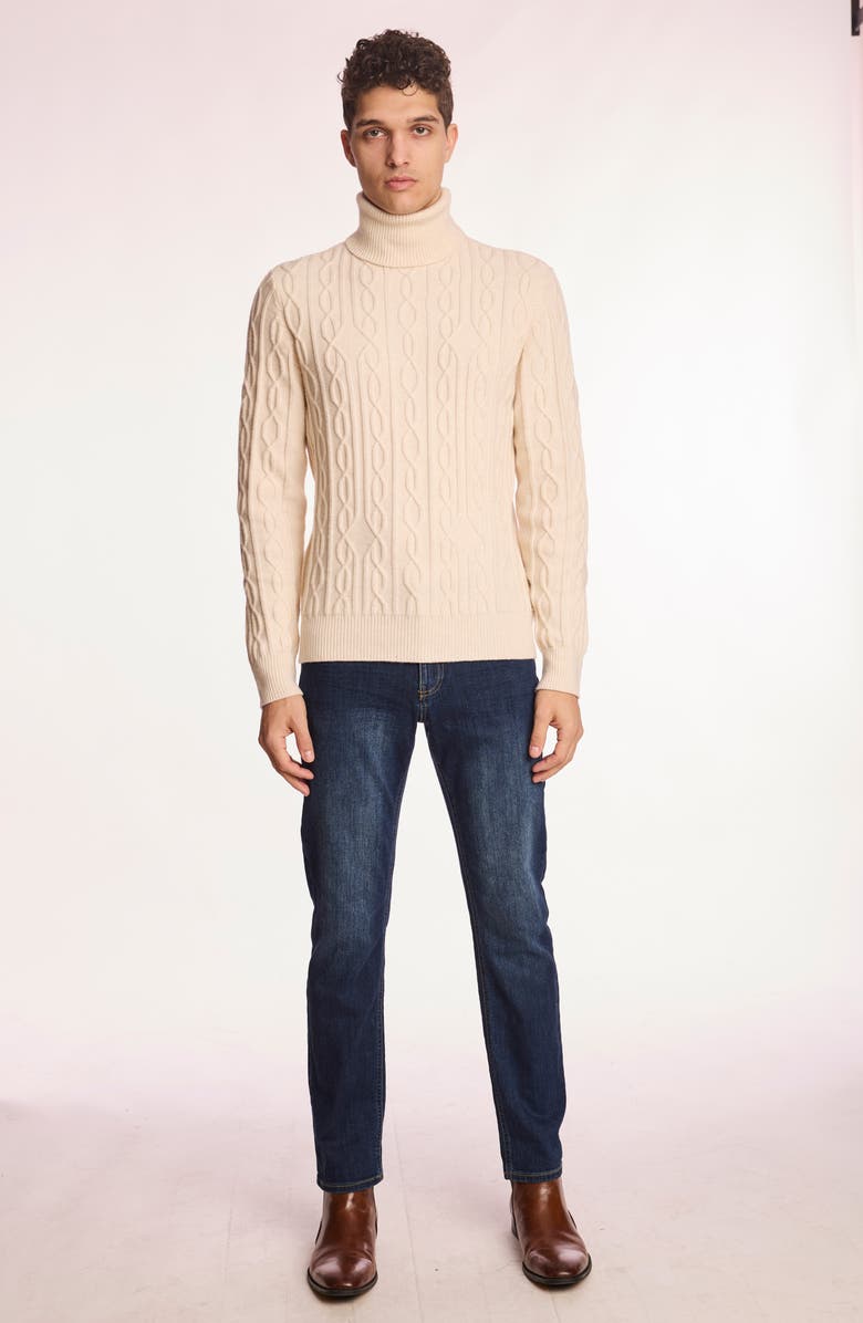 PAISLEY & GRAY Cable Stitch Turtleneck Sweater, Alternate, color, Bone Dust