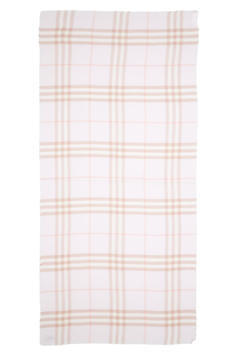 Giant Check Wool Gauze Fringe Scarf, Main, color, QUARTZ PINK