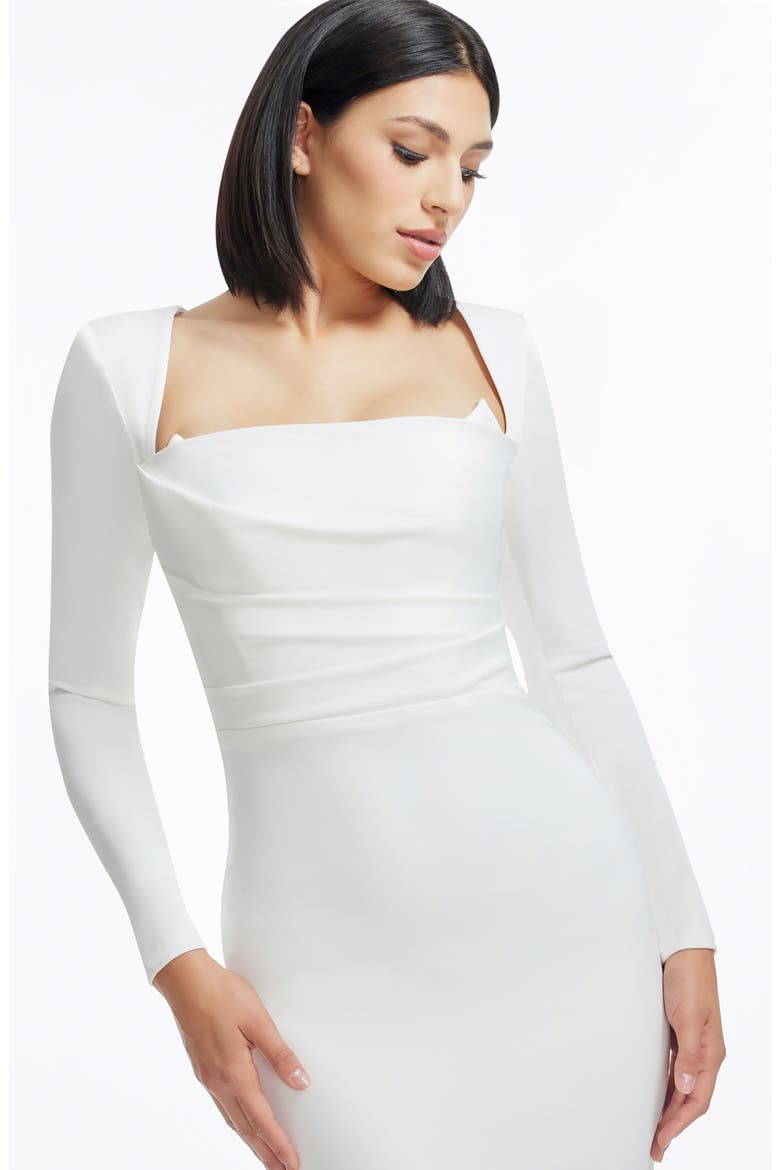 Delores Long Sleeve Evening Gown, Alternate, color, ANTIQUE WHITE