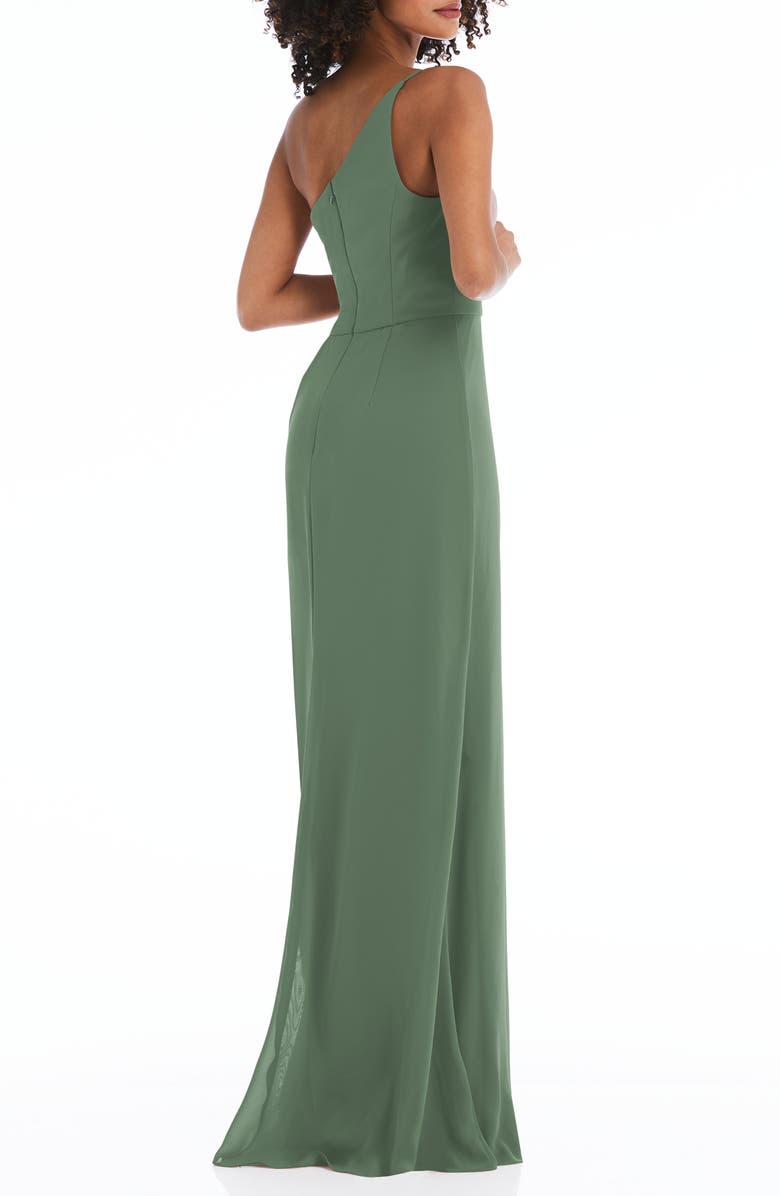 After Six One-Shoulder Crepe Trumpet Gown, Alternate, color,