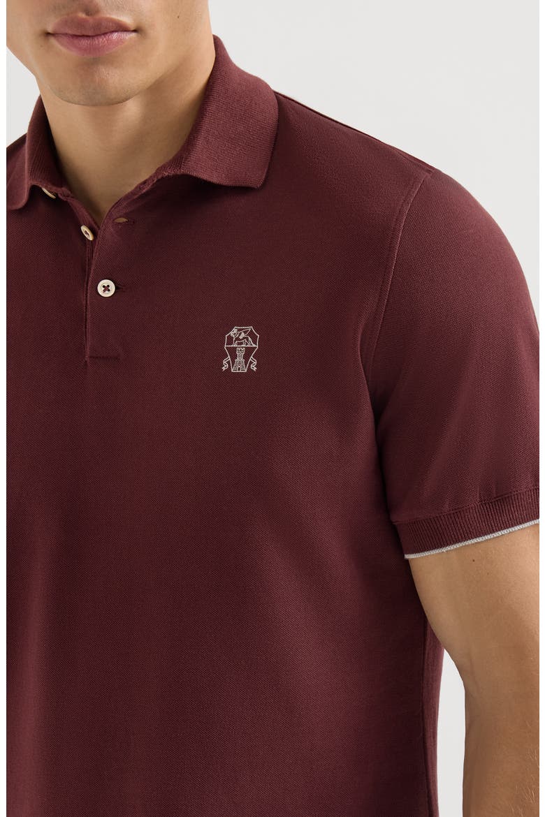 Cotton piqué polo shirt with logo, Alternate, color, Burgundy