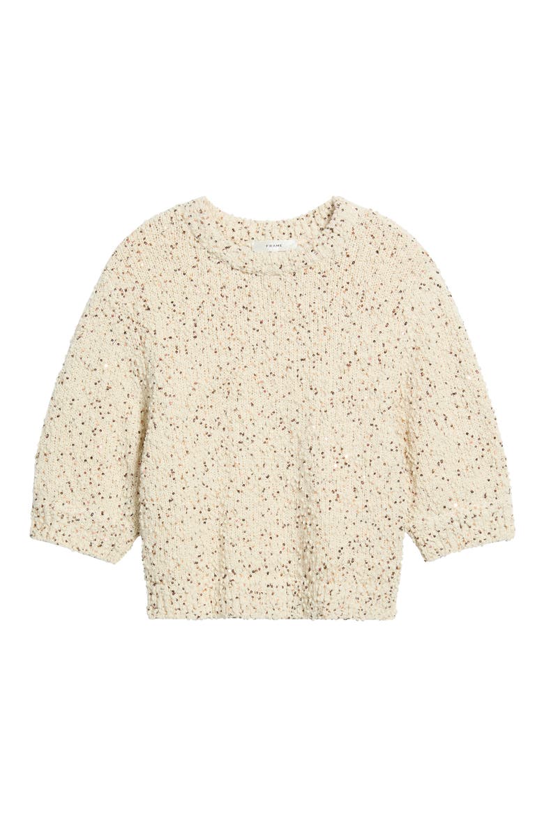 Confetti Sequin Short Sleeve Sweater, Alternate, color, CREAM