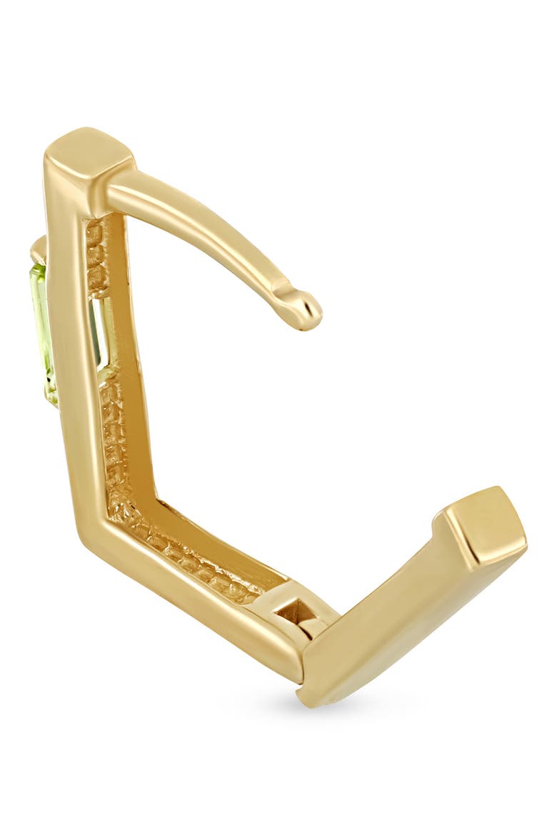 14K Gold Color Square Huggie Hoop Earrings (Online Trunk Show), Alternate, color, 14K YELLOW GOLD/ PERIODOT