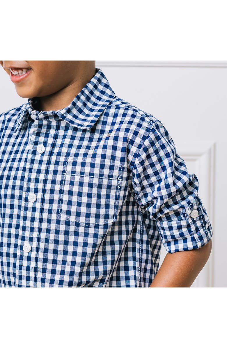 Hope & Henry Baby Boys' Organic Stretch Poplin Roll-Up Shirt, Infant, Alternate, color,