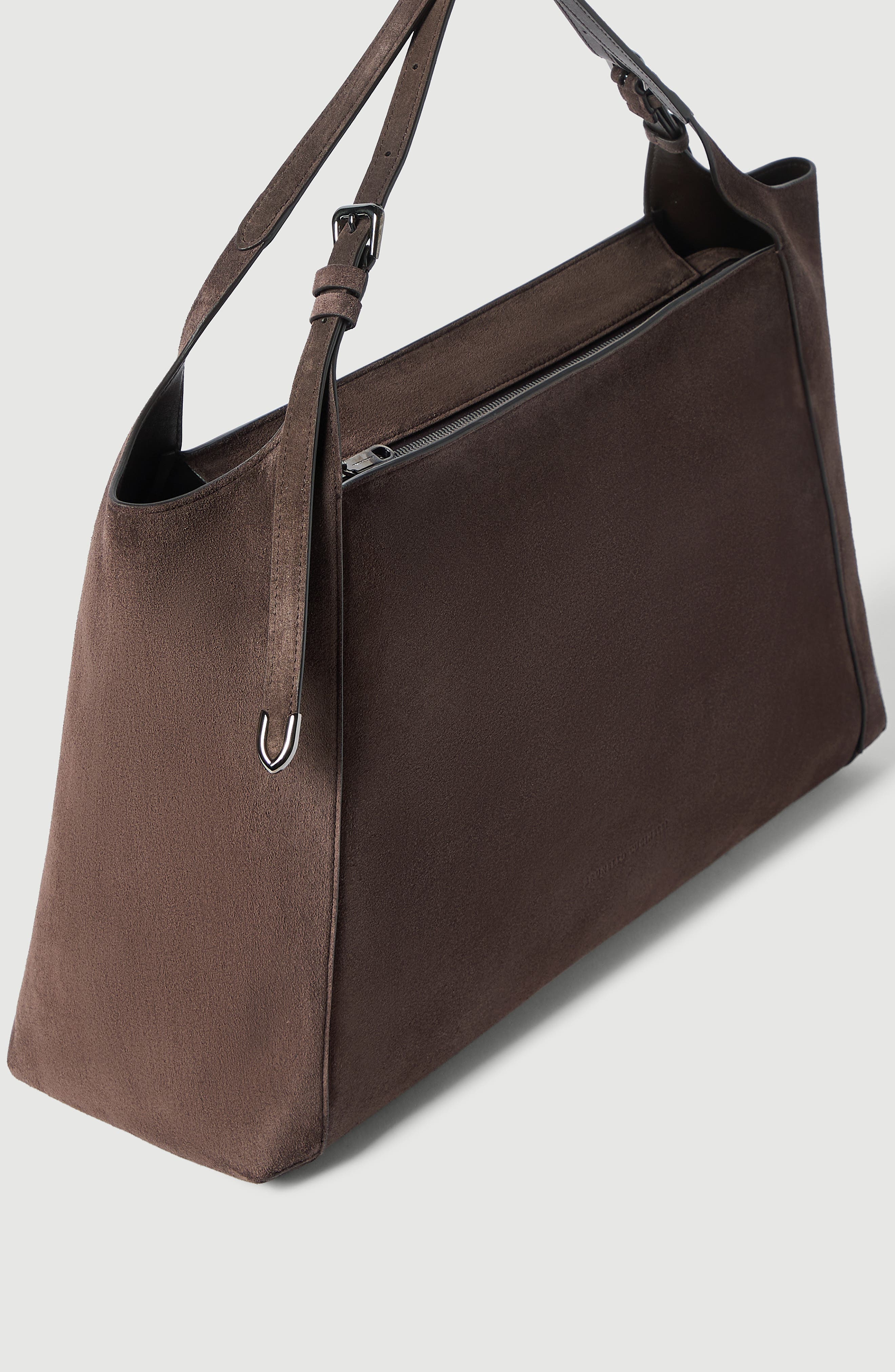 Sartorial shoppper bag in suede, Alternate, color, Pine Cone Brown