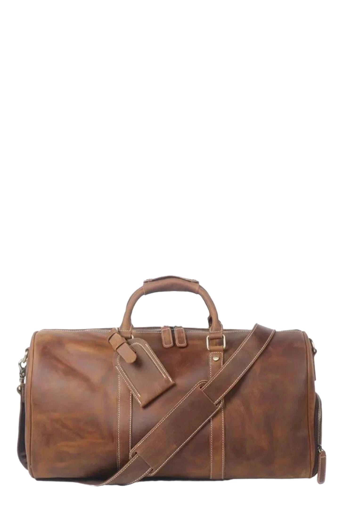 STEEL HORSE LEATHER The Dagny Weekender | Large Leather Duffle Bag, Alternate, color, Dark Brown