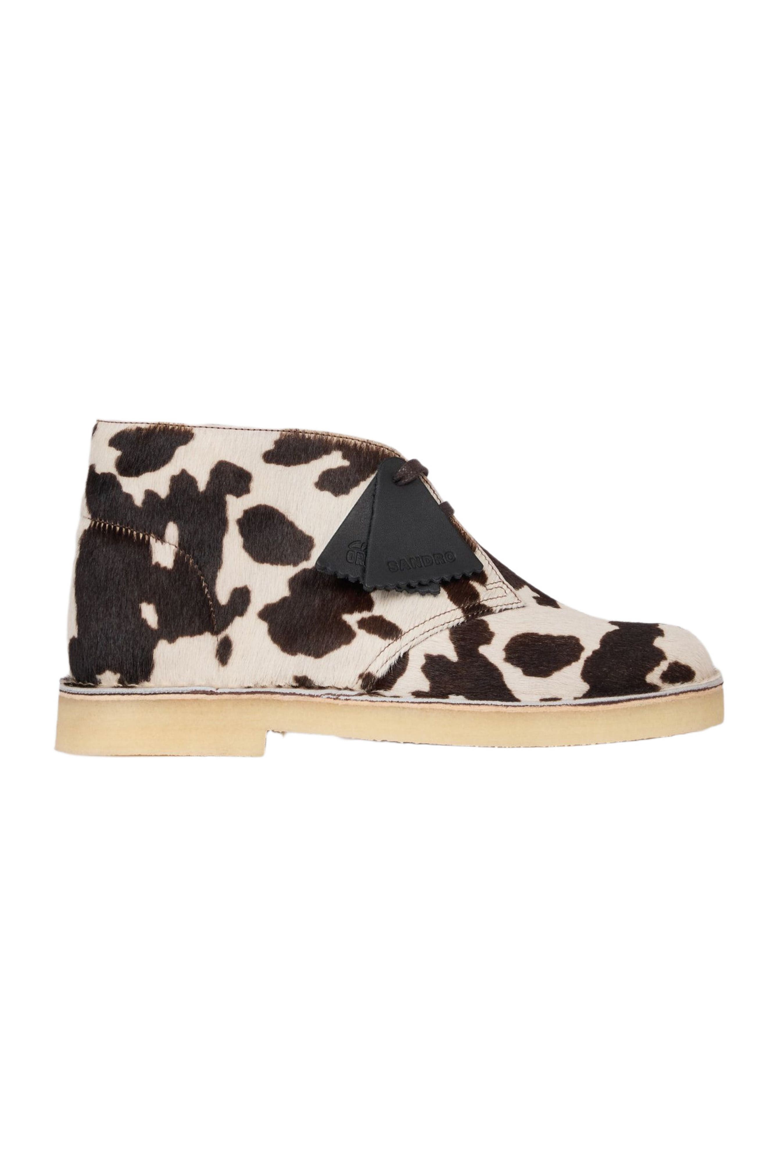 SANDRO Animal-print Desert Boots, Main, color, Brown / White