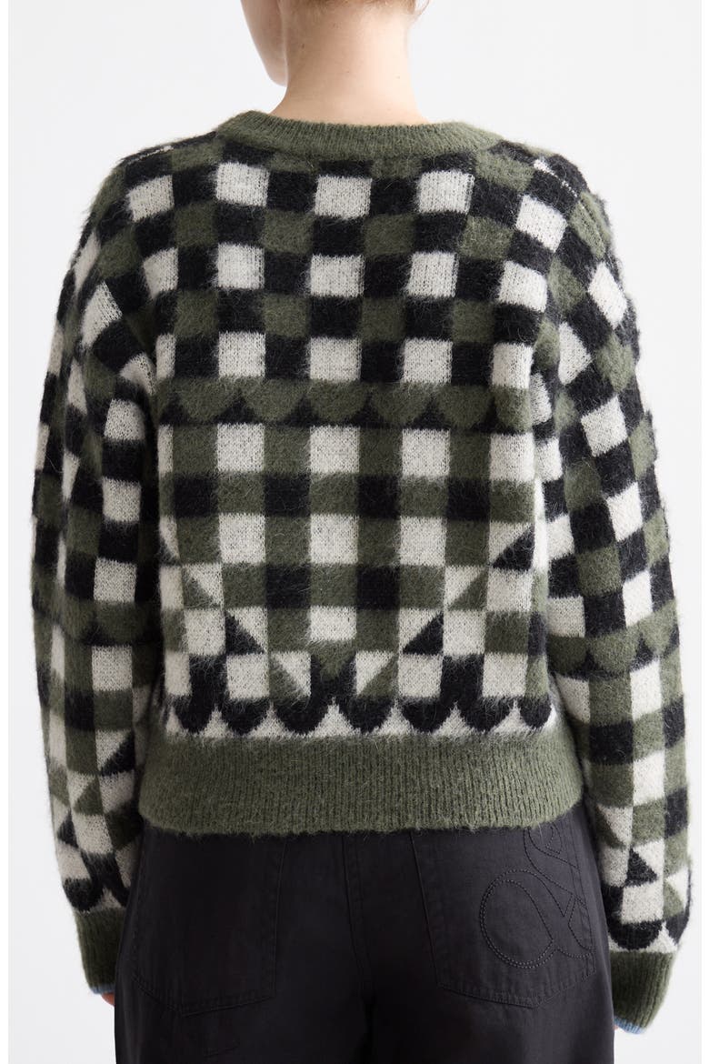 Geo Print Crewneck Sweater, Alternate, color, THYME